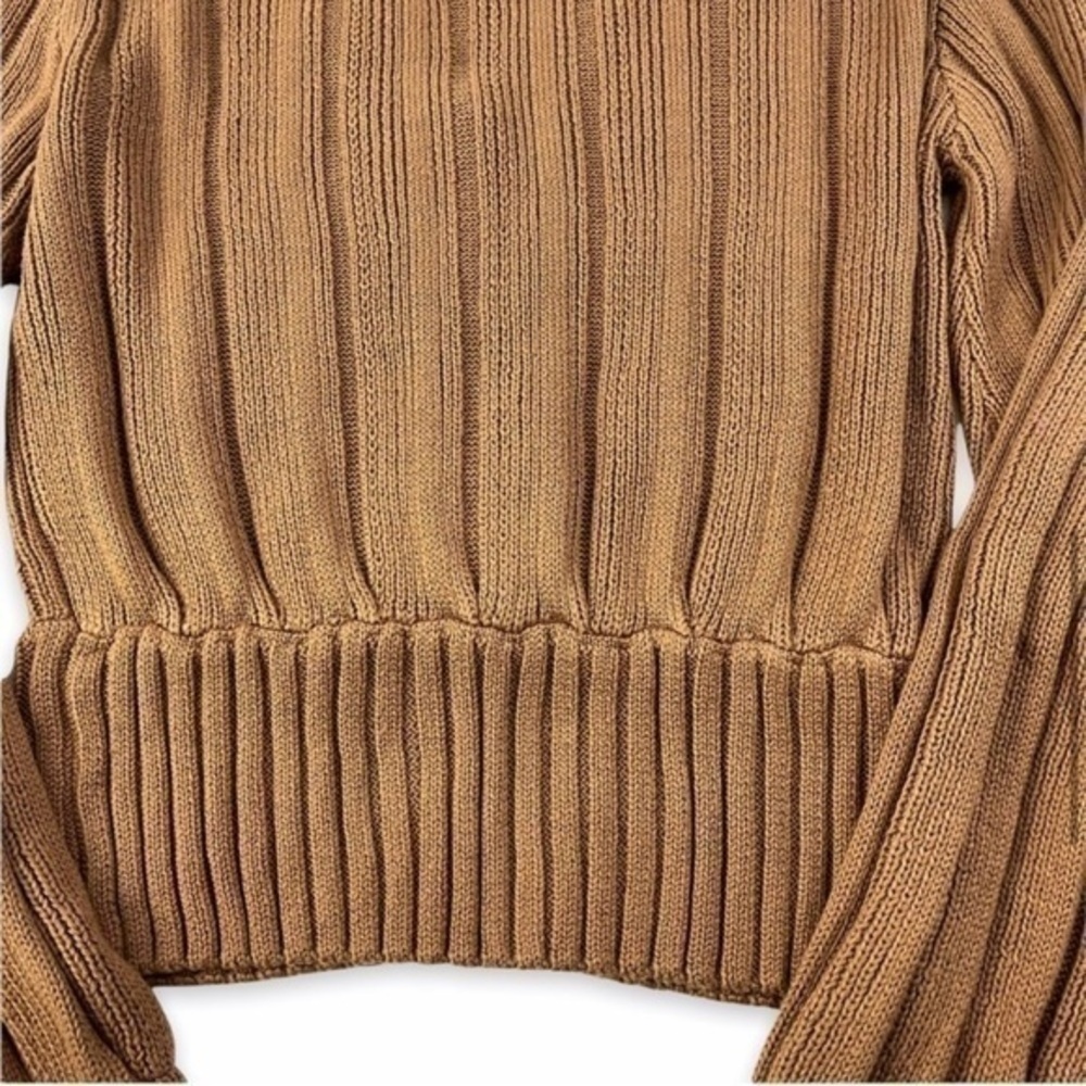 ASTR The Label Evie Surplice Wrap Ribbed Tan Sweater​ - Picture 7 of 10